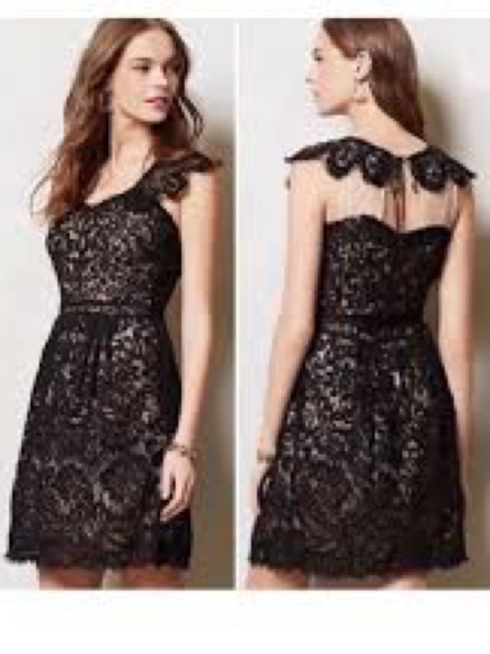 Yoana Baraschi Black Lace Mini Dress with Scalloped Yoke size 4
